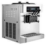 VEVOR komerciālā saldējuma mašīna 20–28 l/h, 2200 W, 3 garšu galda mīkstā saldējuma aparāts ar 2 × 6 l tvertnēm, iebūvētu gaisa padeves sūkni, priekšdzesēšanu un zema maisījuma brīdinājumu