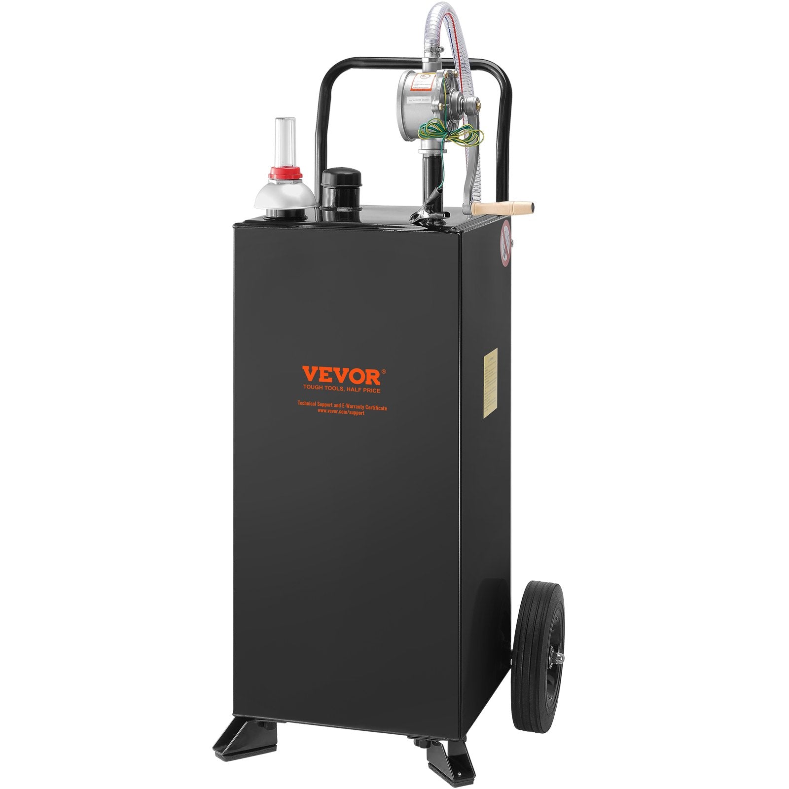 VEVOR 114 litre fuel can with wheels, portable fuel tank with manual pump, suitable for petrol and diesel for cars, lawnmowers, ATVs, boats, etc., black