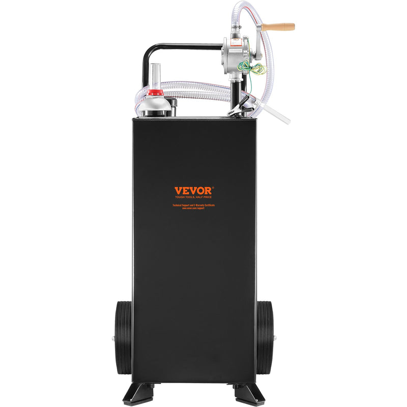 VEVOR 114-liitrine ratastega kütusekanister, kaasaskantav kütusemahuti koos käsitsi pumbaga, sobib bensiini ja diislikütuse jaoks autodele, muruniidukitele, ATV-dele, paatidele jne, must.