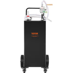 VEVOR 114 litre fuel tank with 4 wheels and manual pump - portable petrol and diesel container for cars, lawnmowers, ATVs, boats - black