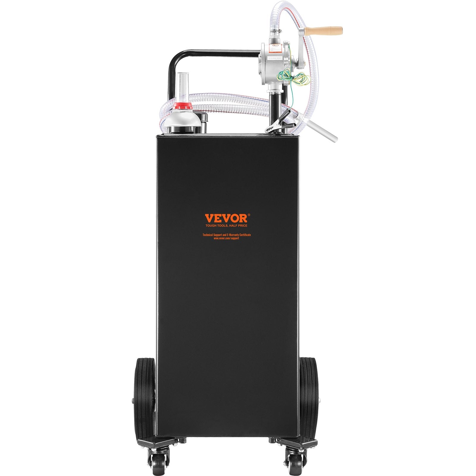 VEVOR 114 litre fuel tank with 4 wheels and manual pump - portable petrol and diesel container for cars, lawnmowers, ATVs, boats - black
