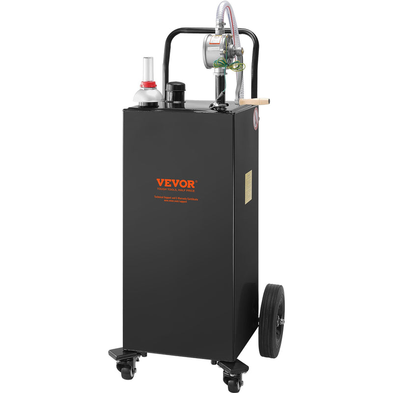 VEVOR 114-liitrine kütusepaak 4 ratta ja manuaalpumbaga - kaasaskantav bensiini- ja diislikonteiner autodele, muruniidukitele, ATV-dele, paatidele - must