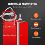 VEVOR 114 litru degvielas tvertne ar 2 riteņiem un manuālo sūkni – pārnēsājams degvielas konteiners benzīnam un dīzeļdegvielai automašīnām, zāles pļāvējiem, ATV, laivām – sarkans