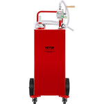 VEVOR 114 litre fuel tank with manual pump and 4 wheels, suitable for petrol, diesel, cars, lawnmowers, ATVs, boats - red