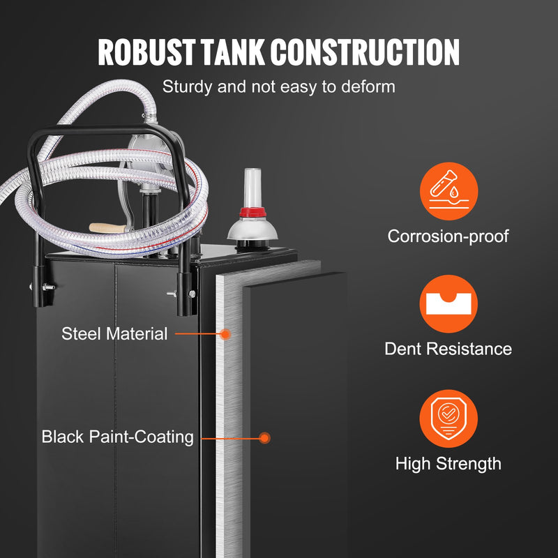 VEVOR Degvielas Kanna ar Manuālo Pārsūknēšanas Sūkni, 132,5 litri, Melna, ar 4 Ritenīšiem