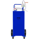 VEVOR 114 litru degvielas tvertne ar 4 riteņiem un manuālo sūkni – piemērota benzīnam un dīzeļdegvielai automašīnām, zāles pļāvējiem, kvadracikliem, laivām un citiem – zila