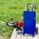 VEVOR 114 litru degvielas tvertne ar 4 riteņiem un manuālo sūkni – piemērota benzīnam un dīzeļdegvielai automašīnām, zāles pļāvējiem, kvadracikliem, laivām un citiem – zila