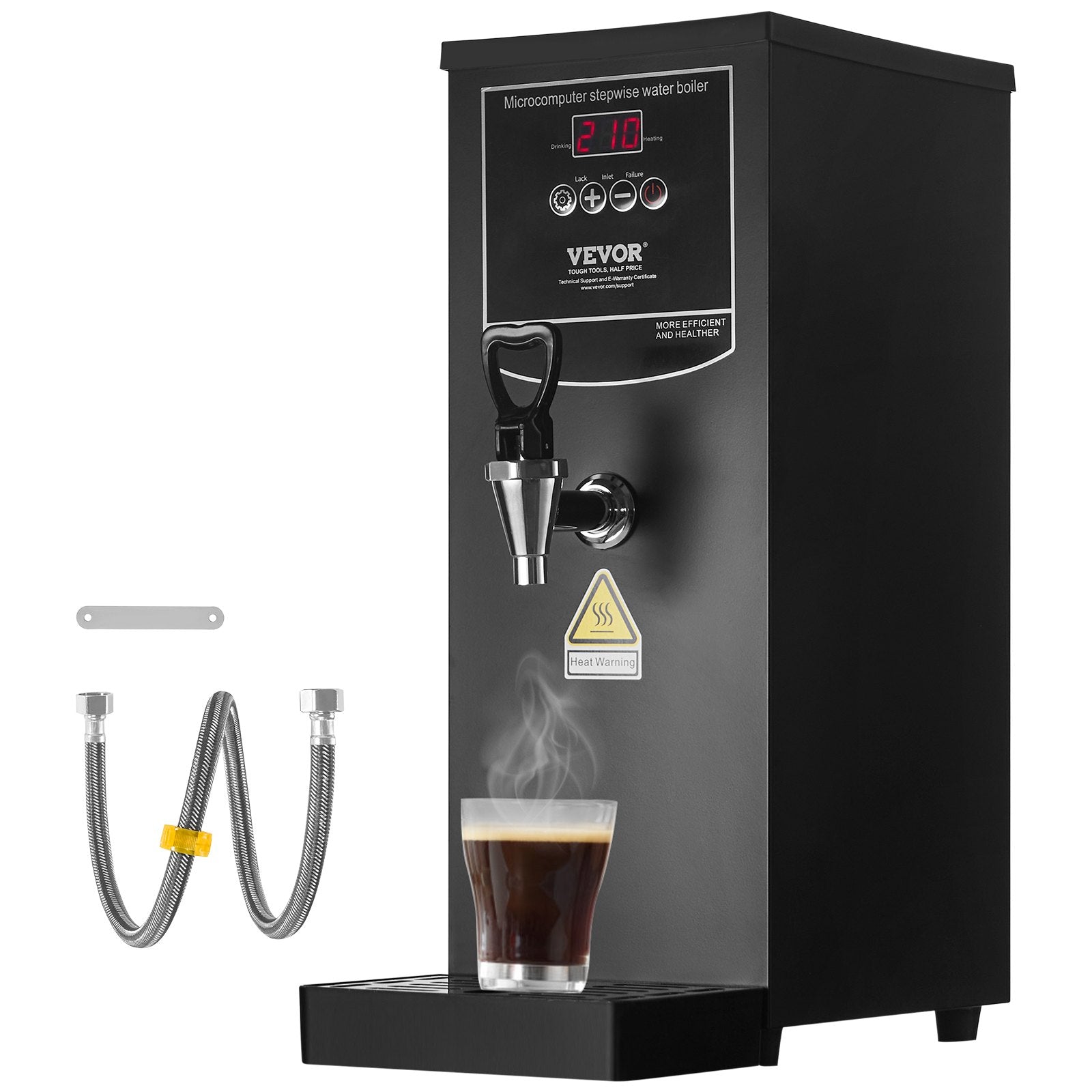 VEVOR 10L Elektriskais Karstā Ūdens Dispensers, Komerciāls Ūdens Boileris, Nerūsējošais Tērauds