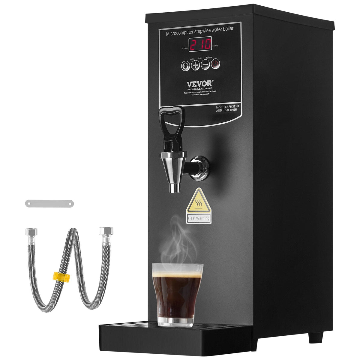 VEVOR 10L Elektriskais Karstā Ūdens Dispensers, Komerciāls Ūdens Boileris, Nerūsējošais Tērauds