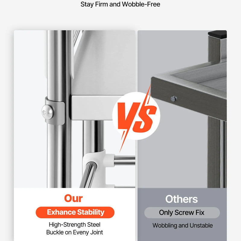 VEVOR nerūsējošā tērauda ratiņi, 2 līmeņu pārvietojami laboratorijas un servisa ratiņi ar bloķējamiem riteņiem, medicīnas apkalpošanas ratiņi ar paplātēm, pastiprināti mobilie uzglabāšanas ratiņi slimnīcām, restorāniem, virtuvēm un saloniem