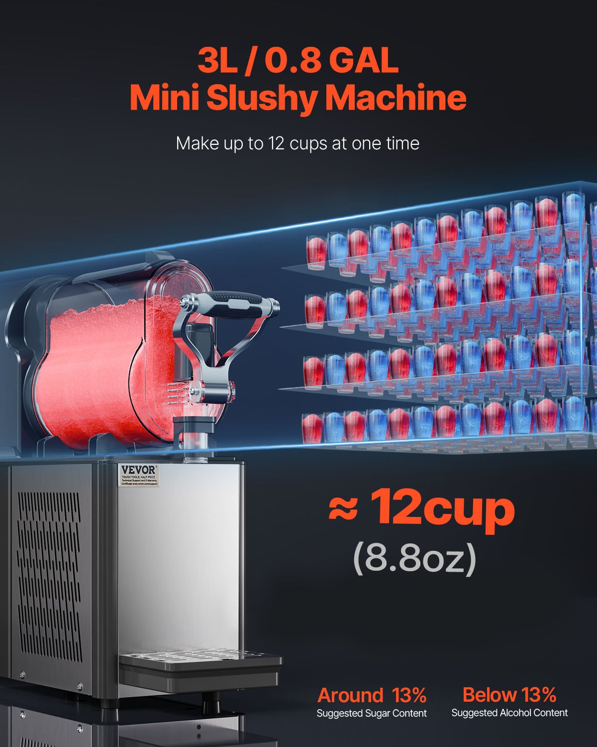 VEVOR 3L Komerciāls Slush Machine, Margarita, Smoothie un Saldēto Dzērienu Gatavotājs