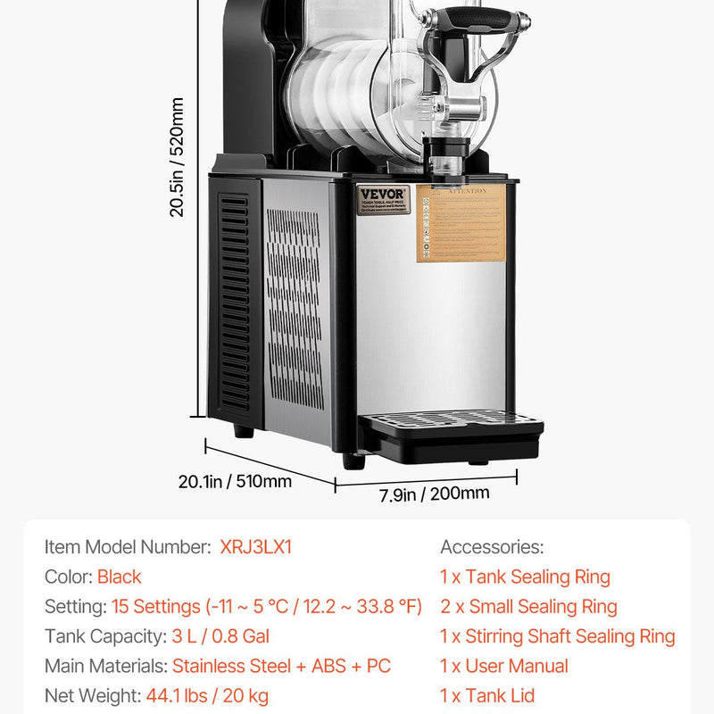 VEVOR 3L Komerciāls Slush Machine, Margarita, Smoothie un Saldēto Dzērienu Gatavotājs
