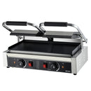 Komerciālais panini grils 3600 W, nerūsējošais tērauds, dubultais preses grils ar temperatūras kontroli, 48x23 cm emaljas plate