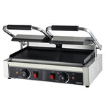 Komerciālais panini grils 3600 W, nerūsējošais tērauds, dubultais preses grils ar temperatūras kontroli, 48x23 cm emaljas plate