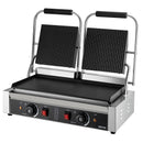 Komerciālais panini grils 3600 W, nerūsējošais tērauds, dubultais preses grils ar temperatūras kontroli, 48x23 cm emaljas plate