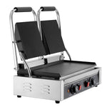 Komerciālais panini grils 3600 W, nerūsējošais tērauds, dubultais preses grils ar temperatūras kontroli, 48x23 cm emaljas plate