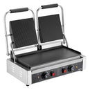 Komerciālais panini grils 3600 W, nerūsējošais tērauds, dubultais preses grils ar temperatūras kontroli, 48x23 cm emaljas plate