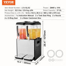 VEVOR Komerciāls Dzērienu Dispenseris 12 L x 2 Tvertnes