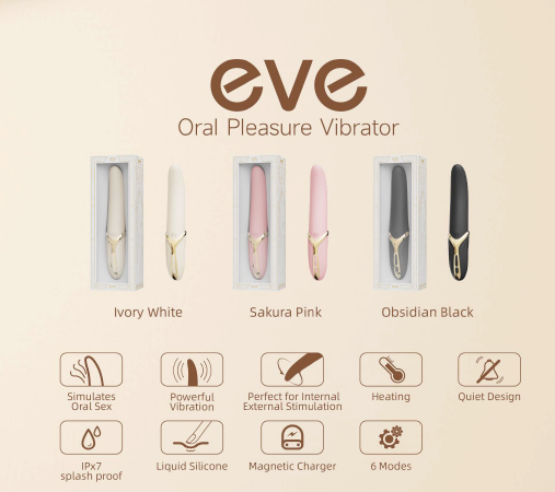 Ivory premium klases masāžas vibrējoša apsildāma ierīce no EVE AURORA kolekcijas,skatīt aprakstu,diskrēta piegāde melnā iepakojumā