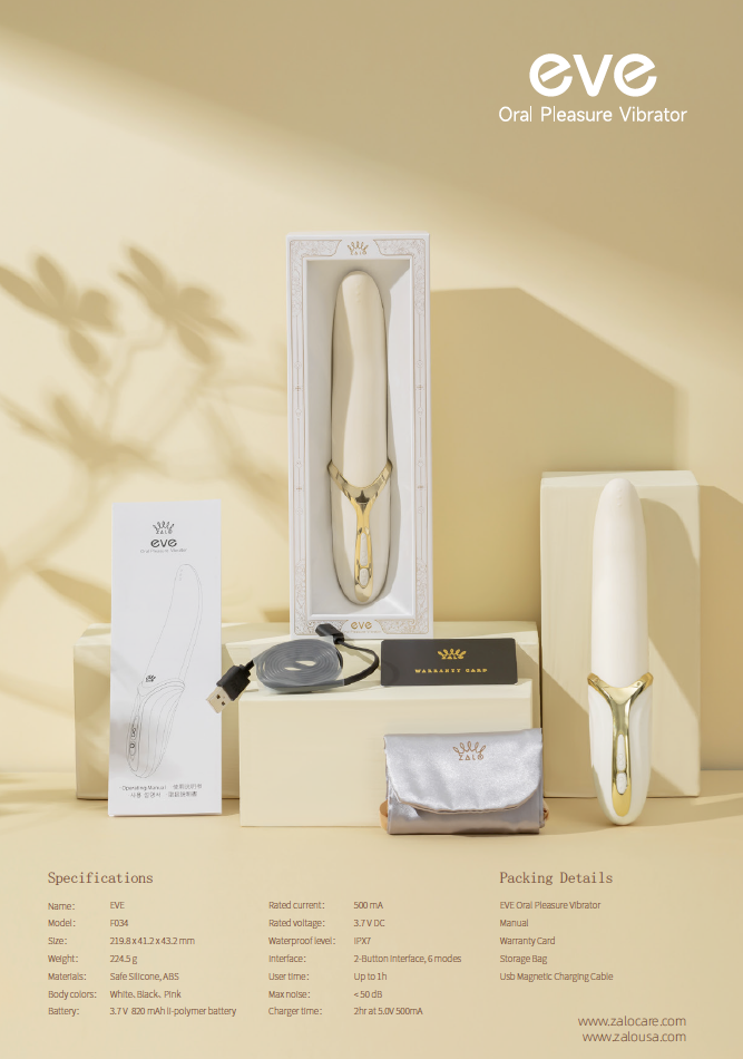 Ivory premium vibrating heated massager from the EVE AURORA collection, see description, discreet delivery in black packaging
