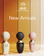 AVA application-controlled massage vibrating heated device (5min 42C) from AVA AURORA collection, pink colour, see description, discreet delivery in black packaging