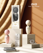 AVA application-controlled massage vibrating heated device (5min 42C) from AVA AURORA collection, pink colour, see description, discreet delivery in black packaging