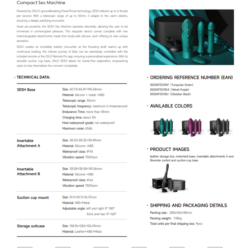 SESH ar aplikācijas vadību masāžas multiierīce apsildāma ierīce no SESH AURORA kolekcijas,melnā krāsa,skatīt aprakstu,diskrēta piegāde melnā iepakojumā