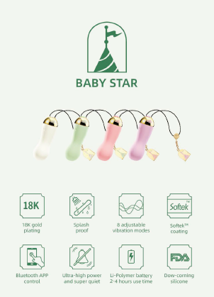 BABY star with app control massage vibrating, white colour, see description, discreet delivery in black package