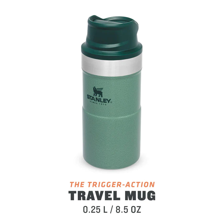Stanley Termokrūze The Trigger-Action Travel Mug Classic 0,25L zaļa,3h karsta,4h auksta,nerūsējošais tērauds,100% oriģināls