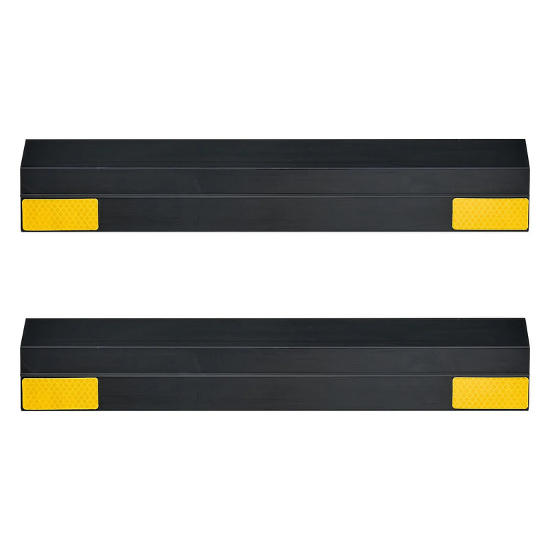 VEVOR stāvvietas apstādinātājs, 406 mm, 2 gab., pastiprināts PP materiāla garāžas grīdas ierobežotājs ar atstarojošām joslām, piemērots automašīnām, furgoniem un kravas transportlīdzekļiem