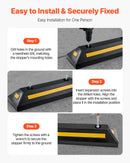 VEVOR gumijas stāvvietas apstādinātājs, 548 mm, 2 gab., pastiprināts garāžas grīdas ierobežotājs ar atstarojošām joslām automašīnām, furgoniem un kravas transportam