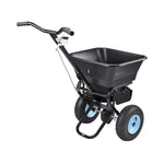 VEVOR stumjamais zāliena izkliedētājs ar 45,4 kg ietilpību, 0–3 m izkliedes platums, 33 cm visurgājēja pneimatiskās riepas, mēslojuma izkliedētājs ar tvertnes režģi sēklām, sālim un pretslīdes materiāliem
