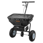 VEVOR stumjamais izkliedētājs ar 3,66 m izkliedes platumu, 33 cm visurgājēja riepas, regulējama padeves kontrole, 59 kg ietilpības tvertne, piemērots mēslojumam, sēklām un pretslīdes materiāliem