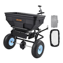 VEVOR piekabē velkams sadales sējējs, 59 kg ietilpība, dārza sējējs velkot vai stumjot ar 33 cm riepām, 30 regulējami iestatījumi un 3 m sadales platums, zāliena sējēji sēklām, mēslojumam, sālim un ledus kušanai