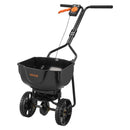 VEVOR stumjams zāliena sējējs, sadales platums 3 m, sējējs ar 59 kg kravas ietilpību un 25 cm visurgājēja riepām, stumjams dārza un zāliena sējējs sēklām, mēslojumam un nezāļu kontrolei