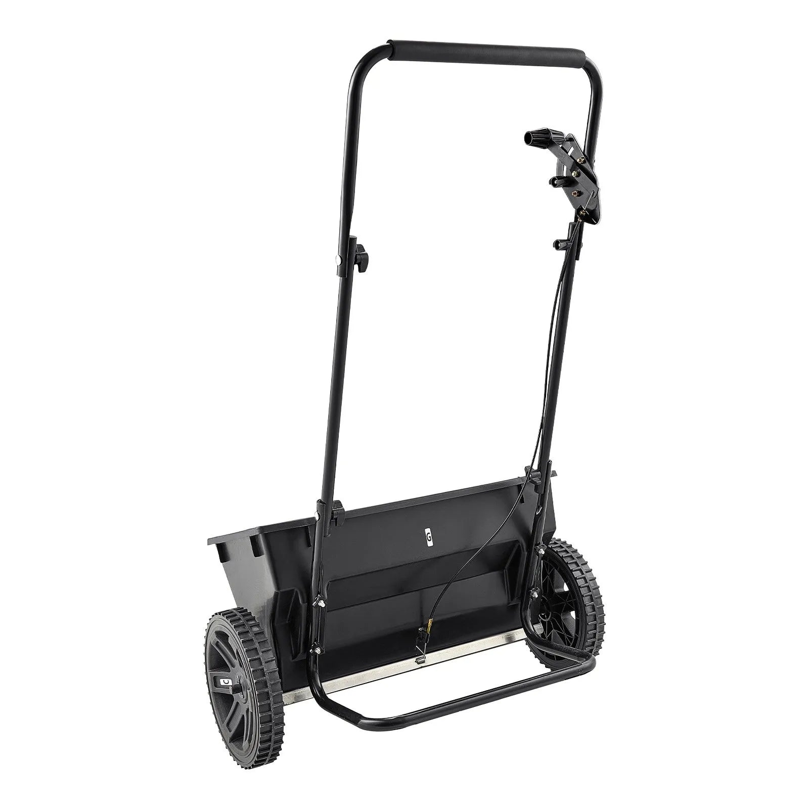 VEVOR stumjamais mēslojuma un sēklu izkliedētājs, 22,7 kg ietilpība, pilienveida izkliede ar tvertnes režģi, 45,7 cm izkliedes platums un 30 regulēšanas pozīcijas, 25,4 cm visurgājēja riepas, dārzam un zālienam sēklām un mēslojumam