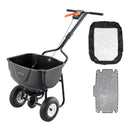 VEVOR stumjams sējējs, 27 kg ietilpība, stumjamais sējējs ar tvertnes režģi, sadales platums 0–3 m, 20 cm visurgājēja pneimatiskās riepas, dārza un zāliena sējējs sēklām un mēslojumam