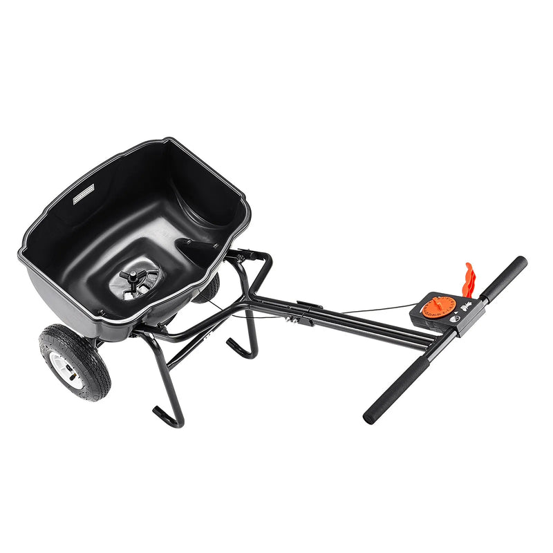 VEVOR stumjams sējējs, 27 kg ietilpība, stumjamais sējējs ar tvertnes režģi, sadales platums 0–3 m, 20 cm visurgājēja pneimatiskās riepas, dārza un zāliena sējējs sēklām un mēslojumam