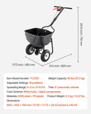 VEVOR stumjams sējējs, 27 kg ietilpība, stumjamais sējējs ar tvertnes režģi, sadales platums 0–3 m, 20 cm visurgājēja pneimatiskās riepas, dārza un zāliena sējējs sēklām un mēslojumam