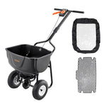 VEVOR stumjams sējējs, 27 kg ietilpība, stumjamais sējējs ar tvertnes režģi, sadales platums 0–3 m, 20 cm visurgājēja pneimatiskās riepas, dārza un zāliena sējējs sēklām un mēslojumam