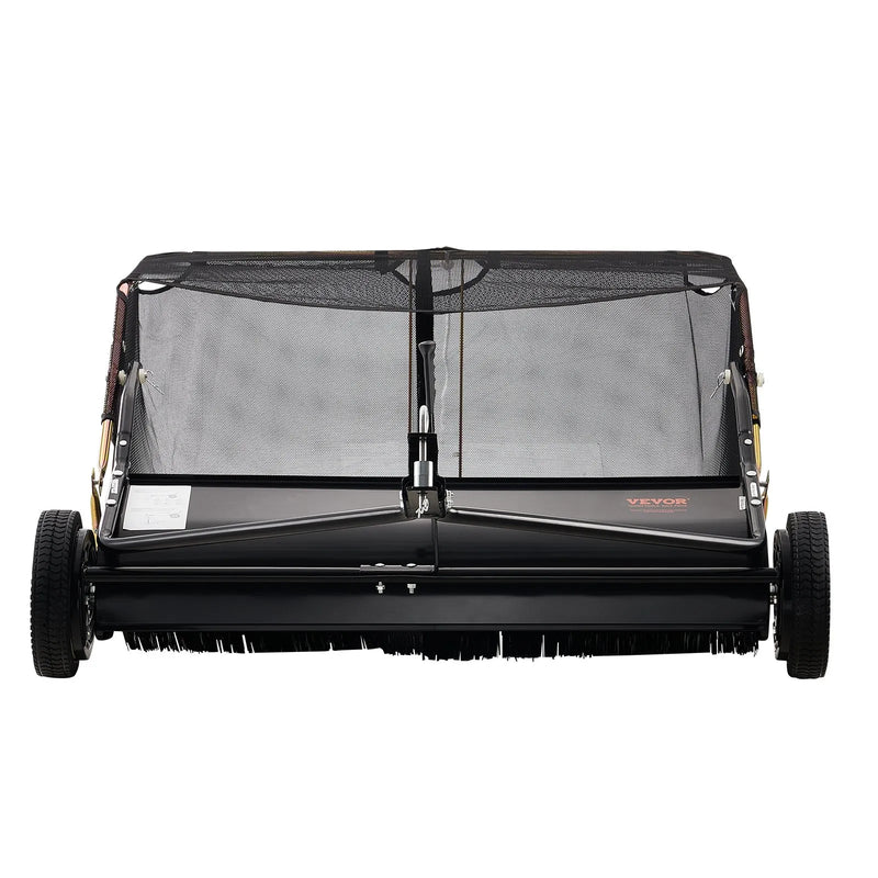 VEVOR 1070 mm piekabināms zāliena slaucītājs, 340 l liels zāles un lapu savācējs, pastiprinātas konstrukcijas lapu un zāles savācējs ar iztukšošanas trosi, regulējams slaucīšanas augstums gružu un zāles savākšanai