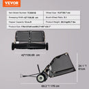 VEVOR 1070 mm piekabināms zāliena slaucītājs, 340 l liels zāles un lapu savācējs, pastiprinātas konstrukcijas lapu un zāles savācējs ar iztukšošanas trosi, regulējams slaucīšanas augstums gružu un zāles savākšanai