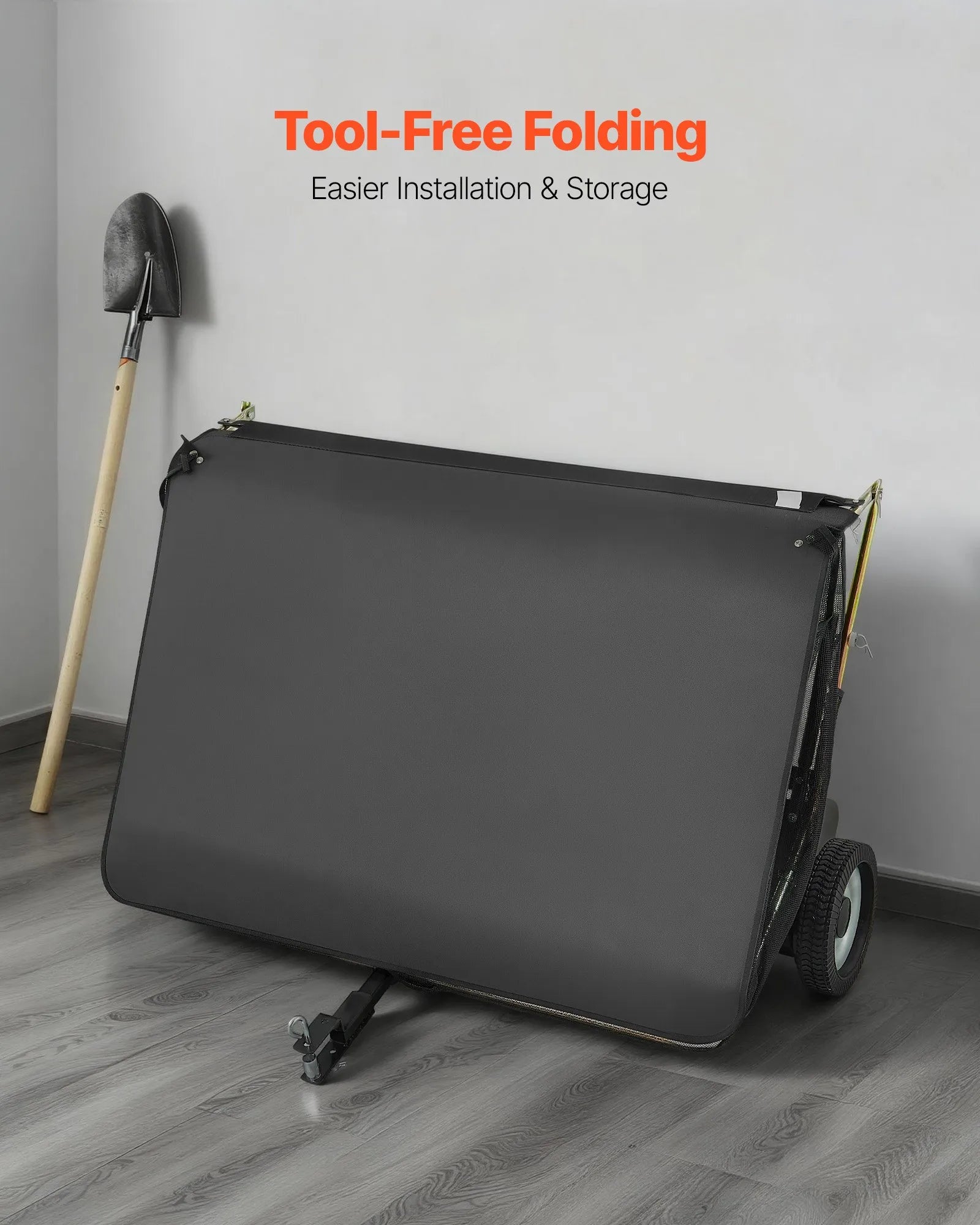 VEVOR piekabes tipa zāliena slaucītājs, 122 cm darba platums, 26 cu. ft savākšanas maiss, lapu un zāles savācējs ar iztukšošanas trosi, regulējams slaucīšanas augstums, dārzam un saimniecībai