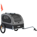 VEVOR Suņu velosipēdu piekabe, līdz 40 kg, salokāma, ar ātri noņemamiem riteņiem, universāla velosipēdu piestiprināšana, atstarojošie elementi, karogs, pelēka/melna