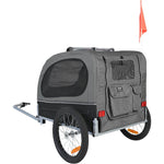 VEVOR Suņu velosipēdu piekabe, līdz 40 kg, salokāma, ar ātri noņemamiem riteņiem, universāla velosipēdu piestiprināšana, atstarojošie elementi, karogs, pelēka/melna