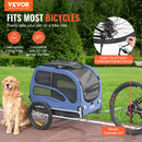 VEVOR suņu velosipēda piekabe, līdz 45 kg, salokāma, ar ātri noņemamiem riteņiem, universālu savienotāju, atstarotājiem un karodziņu, zila/melna