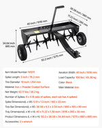 VEVOR 1016 mm Tow-Behind Lawn Aerator with Universal Hitch, a lawn aeration machine with alternately spaced steel pins for lawns, gardens, and farms
