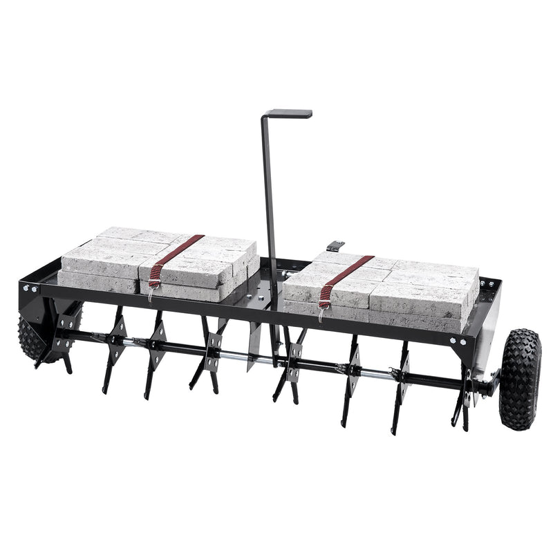 VEVOR piekabināms zāliena aerators 1220 mm ar universālu sakabi, zāliena aerācijas iekārta ar pārmaiņus izvietotām dzelzs tapām zālieniem, dārziem un saimniecībām