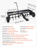 VEVOR piekabināms zāliena aerators 1220 mm ar universālu sakabi, zāliena aerācijas iekārta ar pārmaiņus izvietotām dzelzs tapām zālieniem, dārziem un saimniecībām