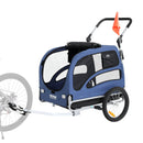 VEVOR Suņu velosipēdu piekabe, līdz 45 kg, 2-in-1 mājdzīvnieku rati, viegli salokāms rāmis ar ātri noņemamiem riteņiem, universāls velosipēdu piestiprinātājs, atstarojošie elementi, karogs, zila/melna